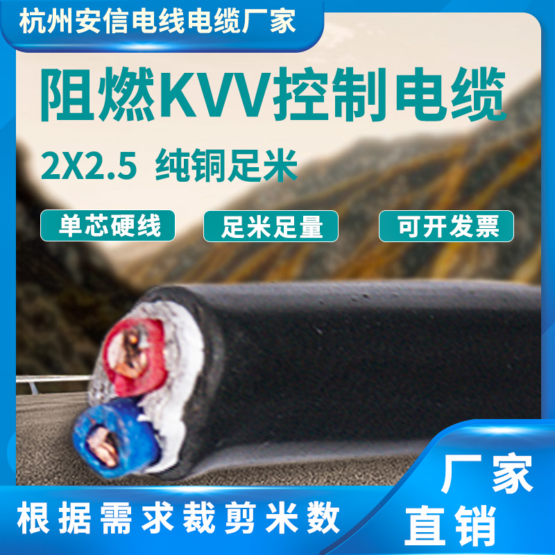 永通中策电线电缆厂批发kvv 2*2.5控制电缆-国标电缆 阻燃信号线